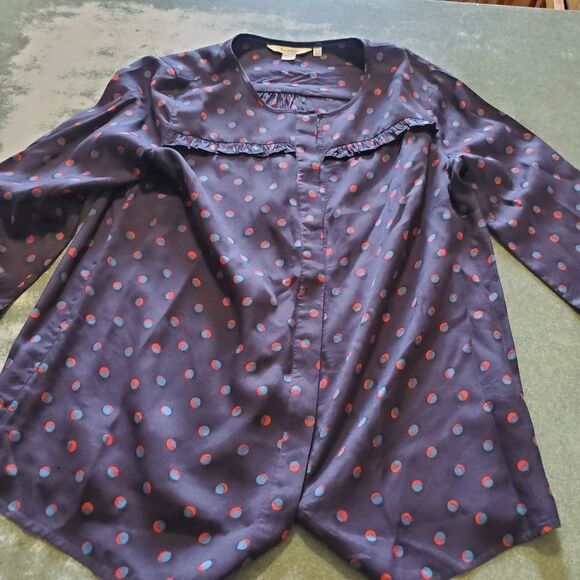 Boden Deborah ruffle blue&red blouse sz 6 - Picture 2 of 6